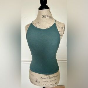 American Eagle Outfitters Ribbed Halter Cami - Teal